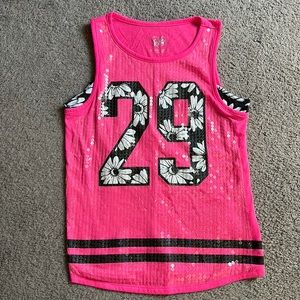 Justice pink sequin tank top